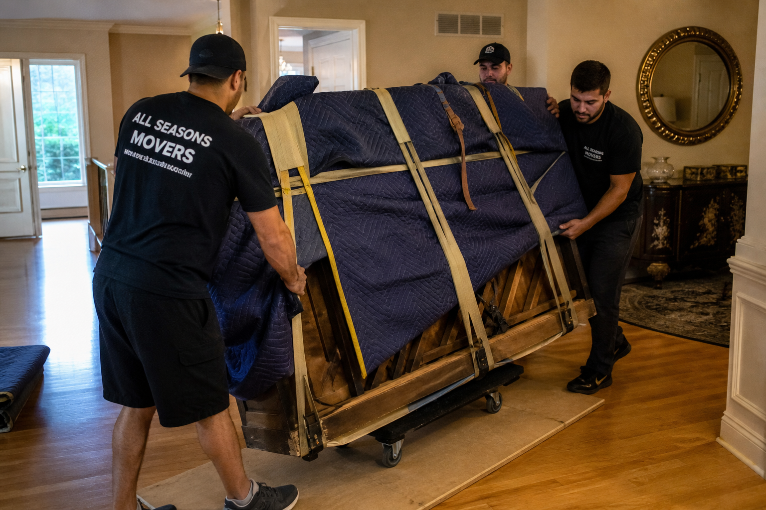 movers moving a piano