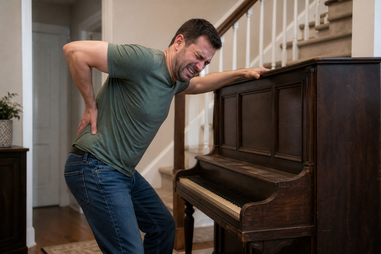 man got injured moving a piano by himself
