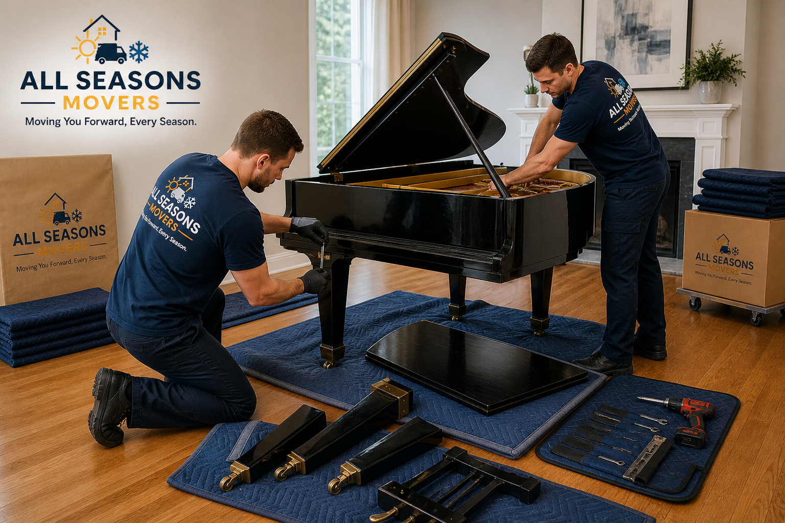 chicago movers tuning and assembling baby piano