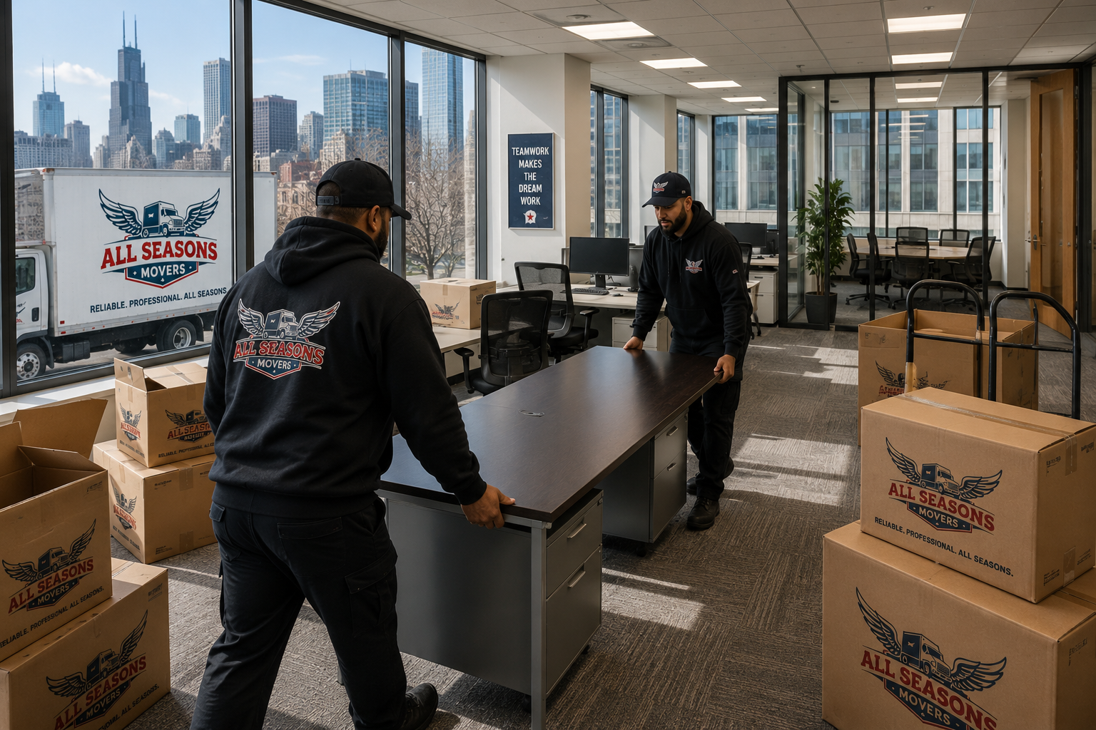 movers relocating a business at site