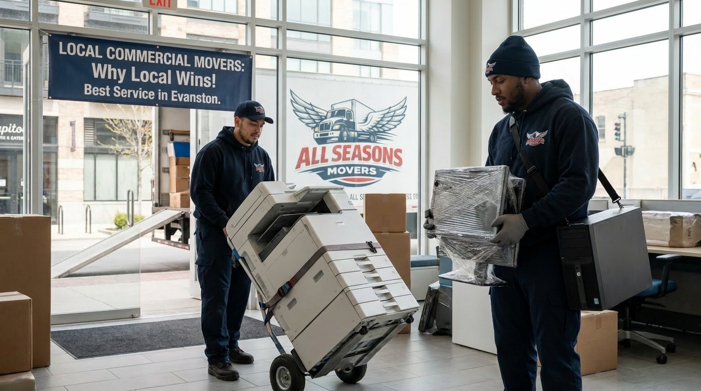 chicago local commercial movers handling equipment with safety