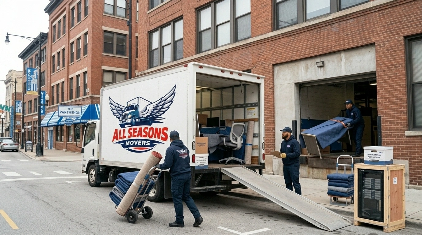 commercial movers moving company in chicago moving stuff with safety in a commercial building