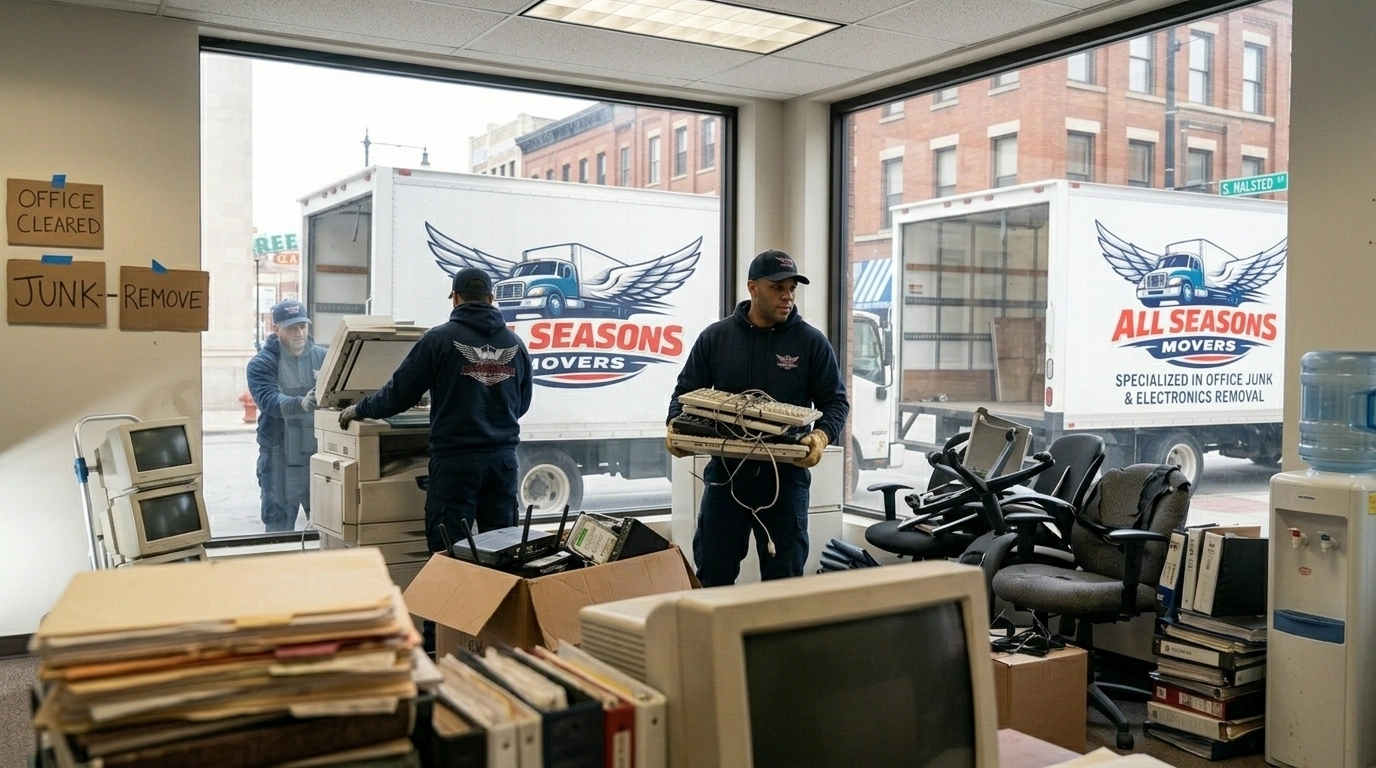office junk removal services from a office by all seasons movers chicago