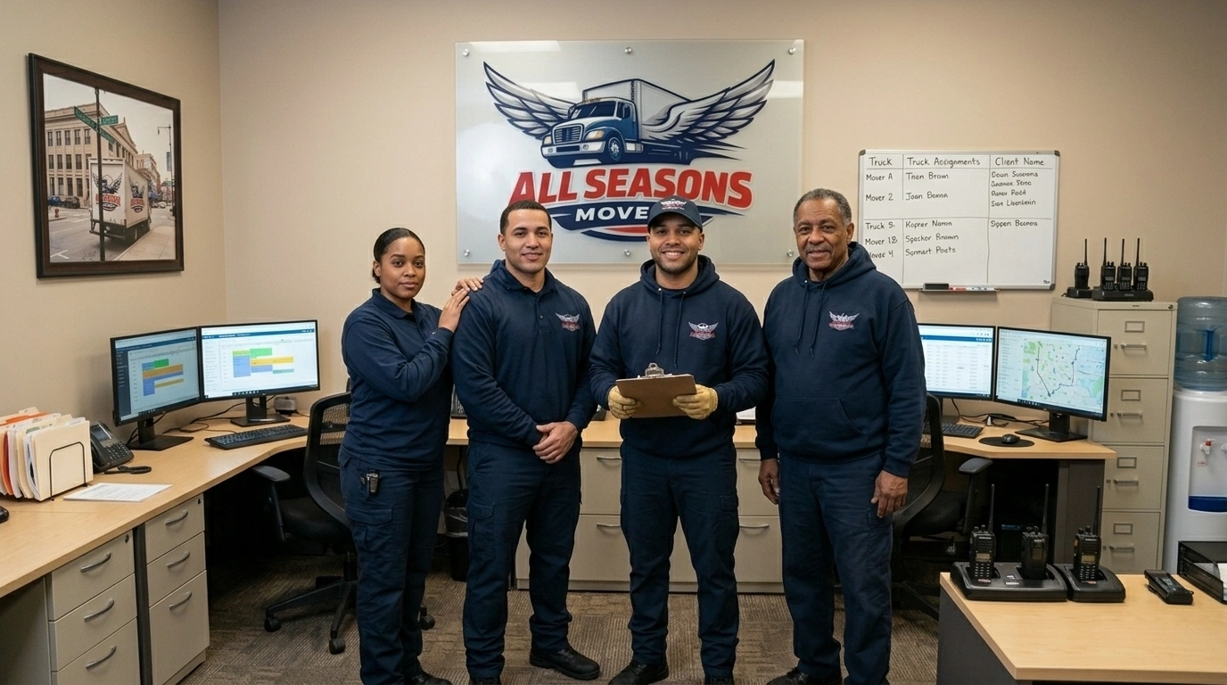 commercial office moving company group photo