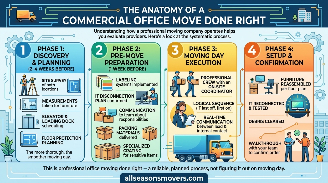 commercial office moving company inforgraph for the moving process