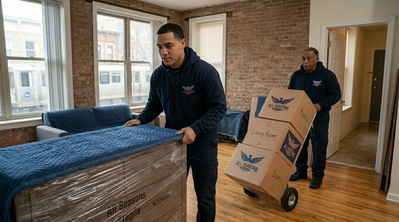 Chicago apartment movers loading a 1 bedroom apartment Chicago apartment movers loading a 1 bedroom apartment