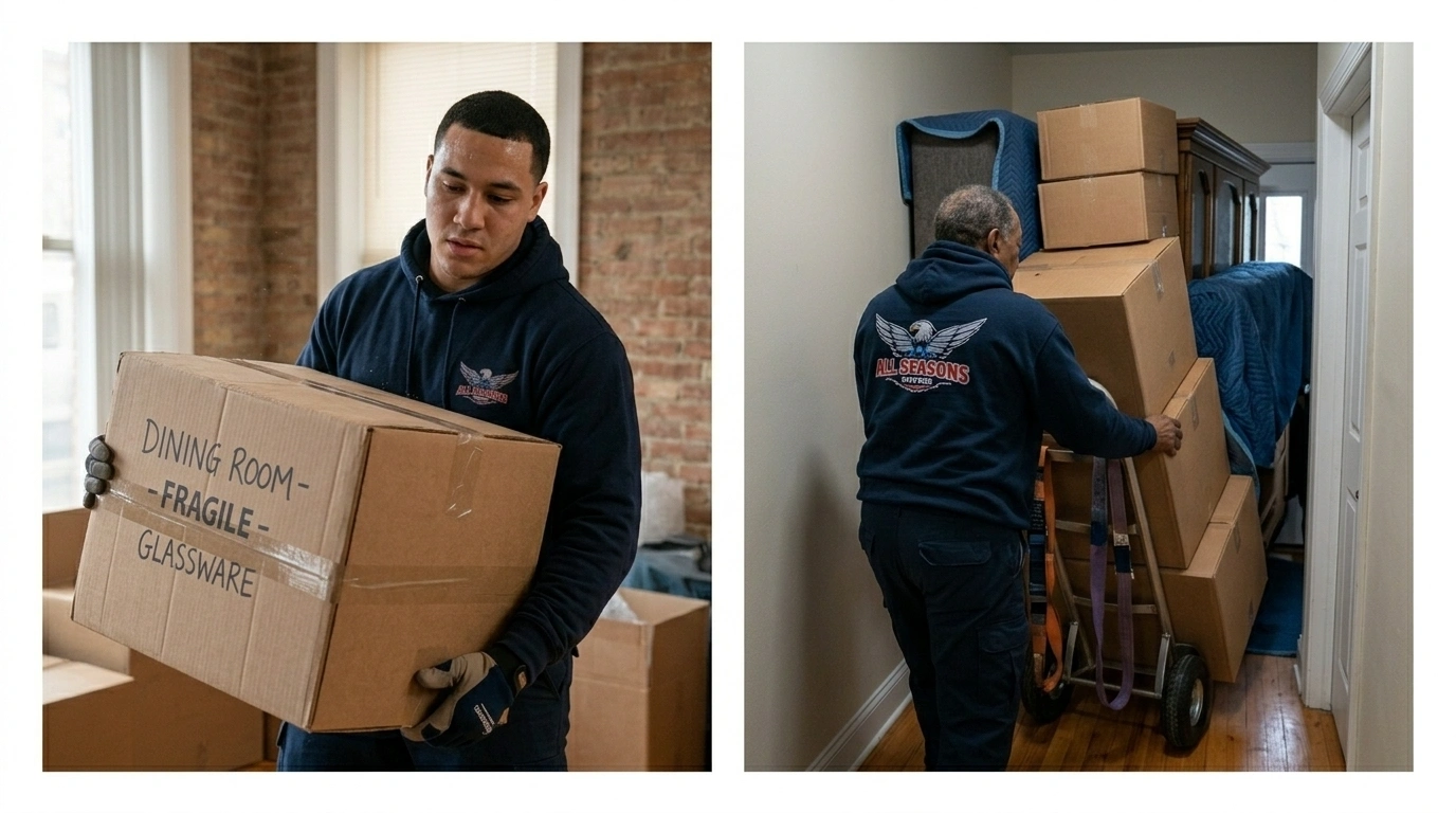 Chicago apartment movers helping new tenant move into building Chicago apartment movers helping new tenant move into building