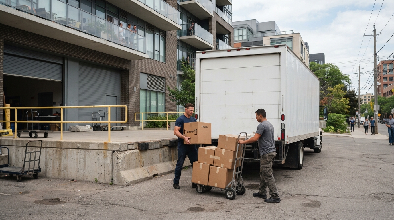 Movers unloading at a loading dock in the South Loop Movers unloading at a loading dock in the South Loop