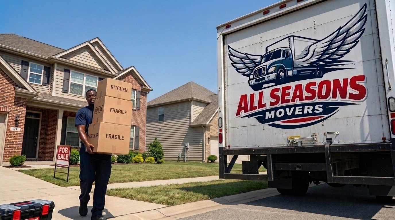 All Seasons Movers loading a truck during a three bedroom home move