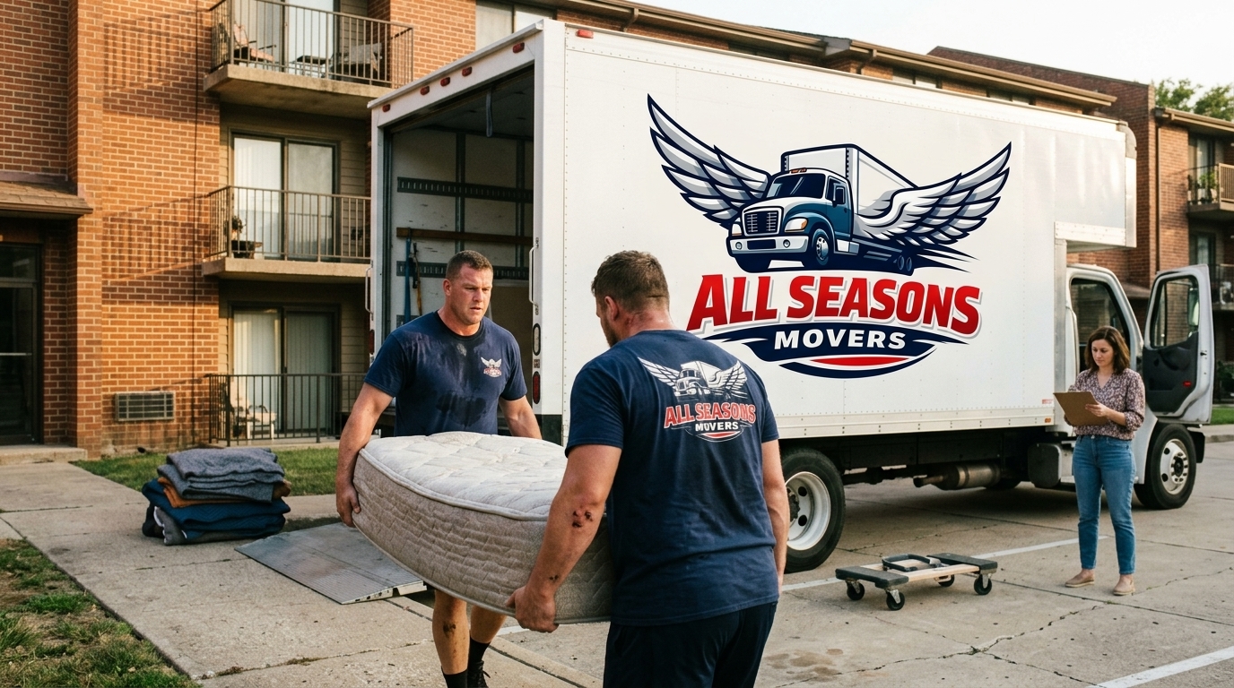 Movers loading a rental truck during a local labor only move