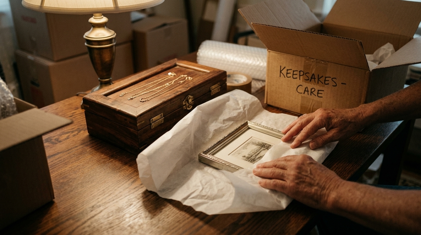 Valuable items being set aside for extra care and separate coverage during a move