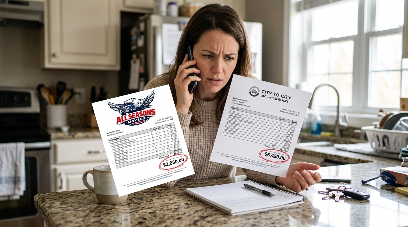 Homeowner questioning a moving quote that seems unusually low