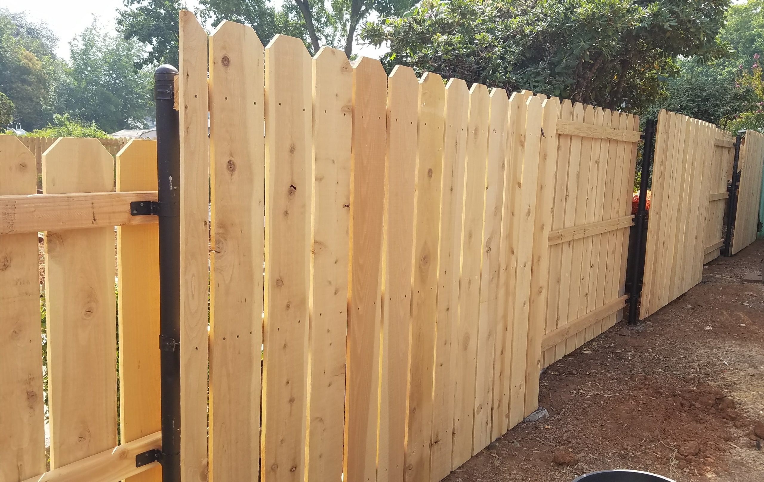 Wood fencing and gate