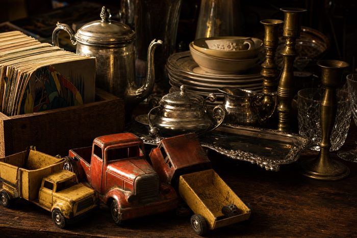 Vintage toys, silver and glassware