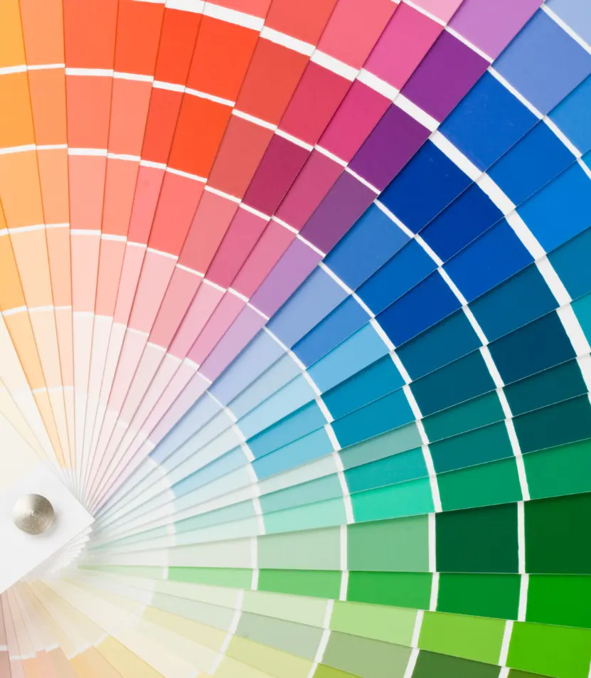 Color swatch palette displaying a full spectrum of print colors used for graphic design and professional printing at Elite Printing Group.
