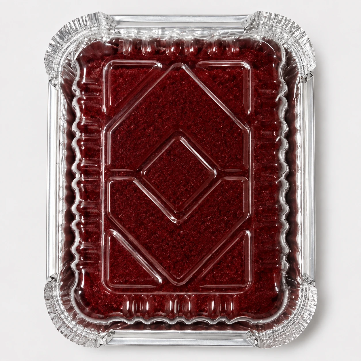 Rich red velvet foil plate cake