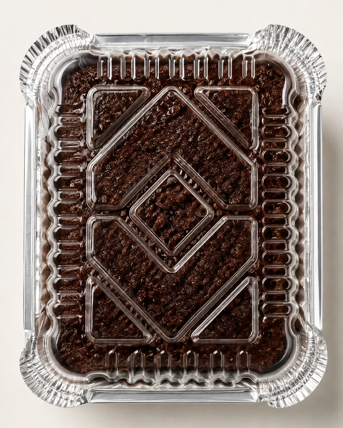 Moist chocolate foil plate cake in a convenient foil tray