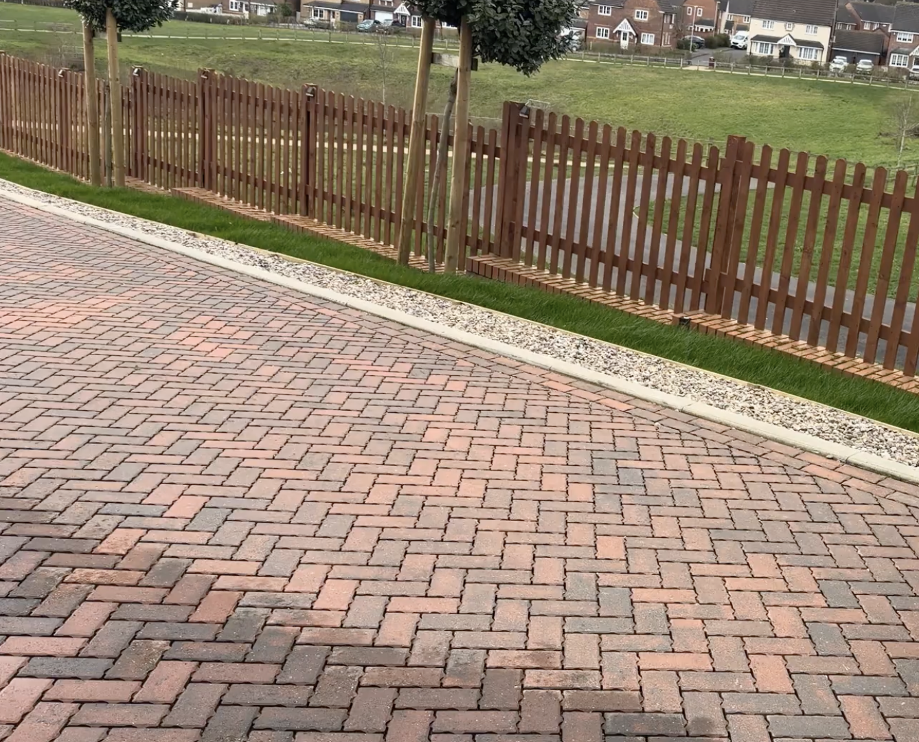 Close-up of block paving pattern and finish
