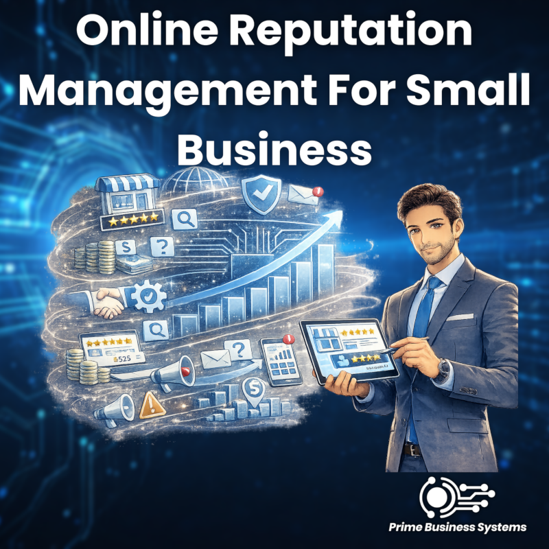 Online reputation management dashboard showing review metrics for small business