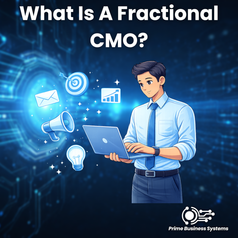 Fractional CMO reviewing marketing strategy with a business team