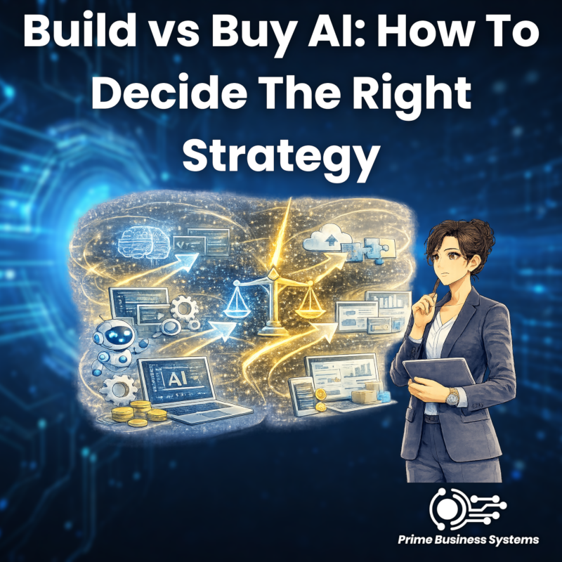 Build vs buy AI decision framework matrix showing when to choose each approach