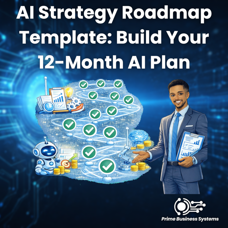12-month AI strategy roadmap template with quarterly milestones