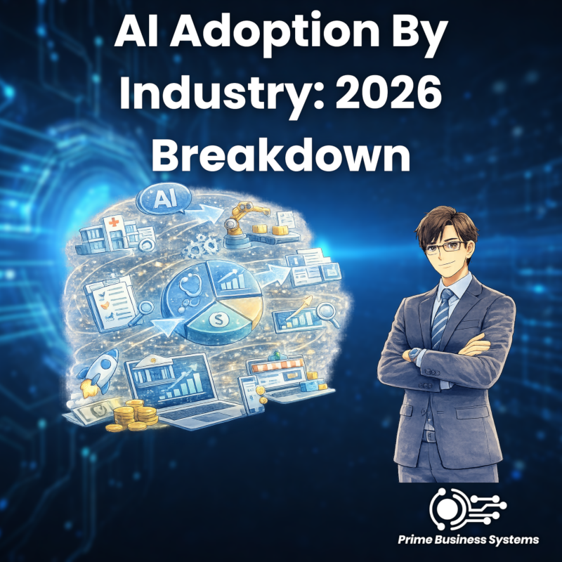 AI adoption rates by industry chart showing 2026 data across sectors