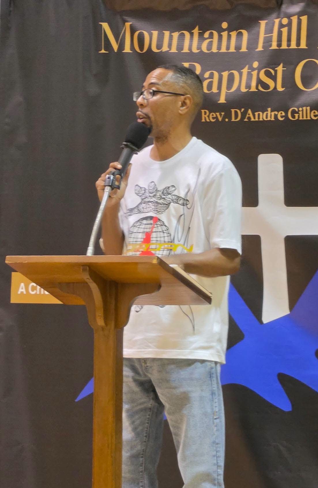 Pastor D'Andre Gillespie at Mountain Hill Missionary Baptist Church