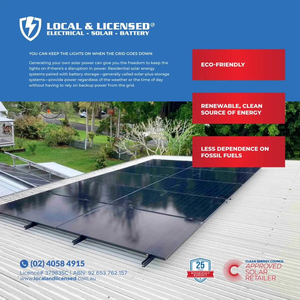 Solar and battery system on a Northern Rivers home