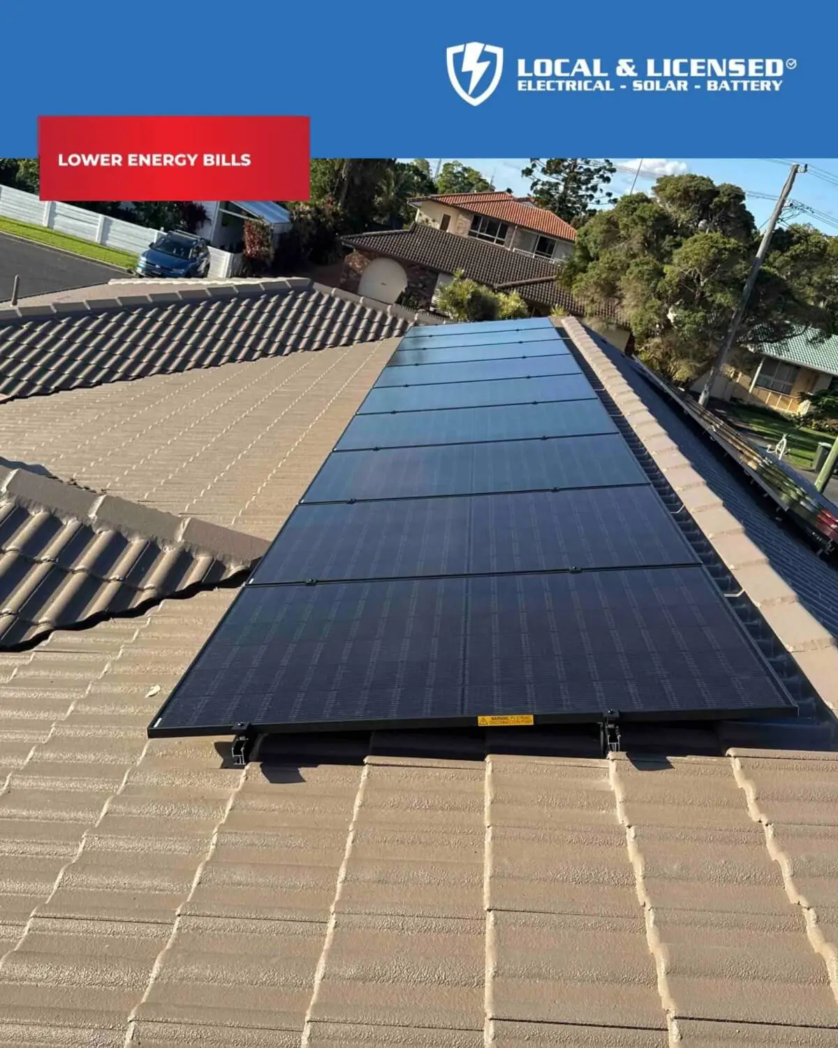 Solar panels installed on a Northern Rivers rooftop