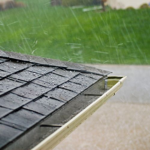 Storm damage roof inspection close up