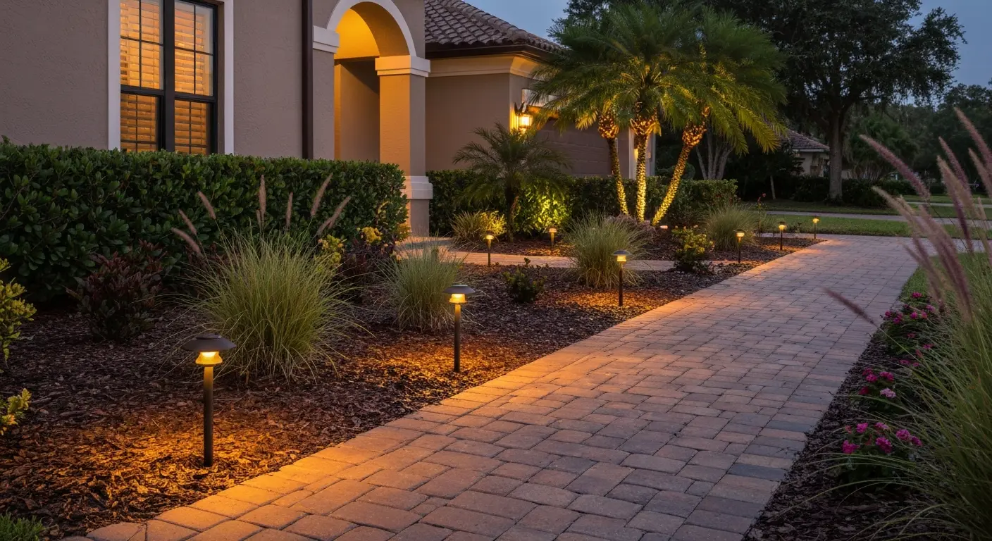 Landscape pathway lighting installation