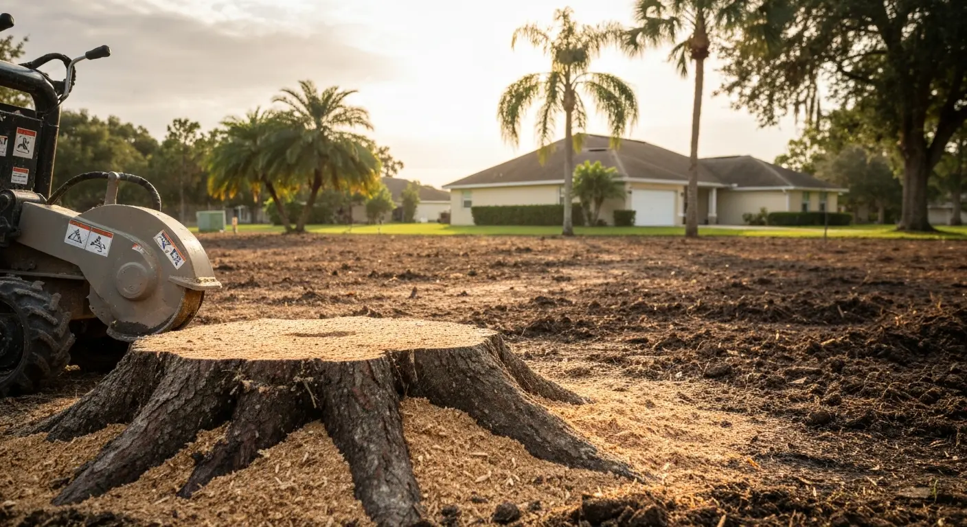 Stump grinding after tree removal