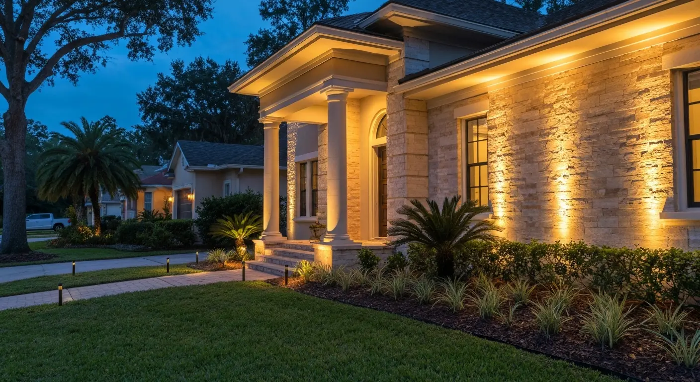 Facade lighting on residential home