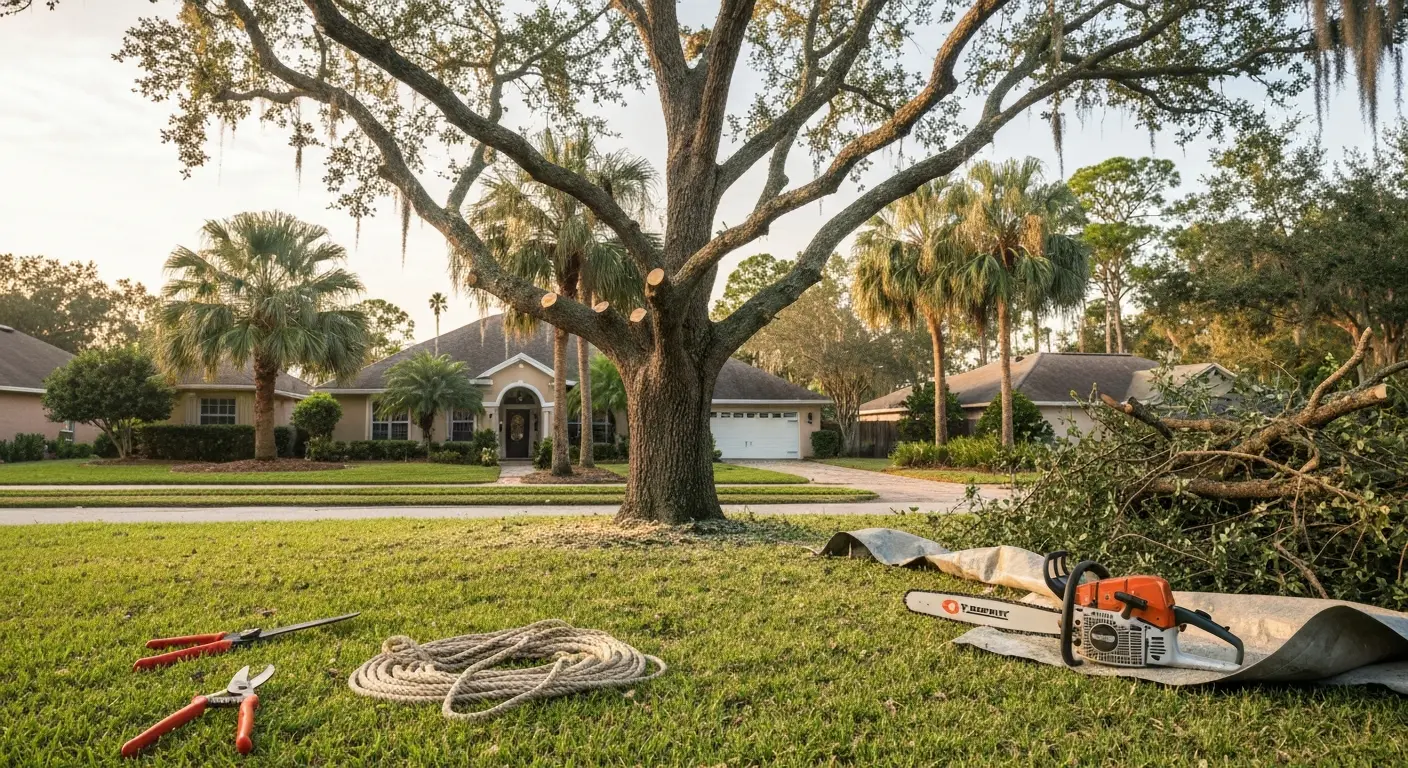 Mature tree trimming service