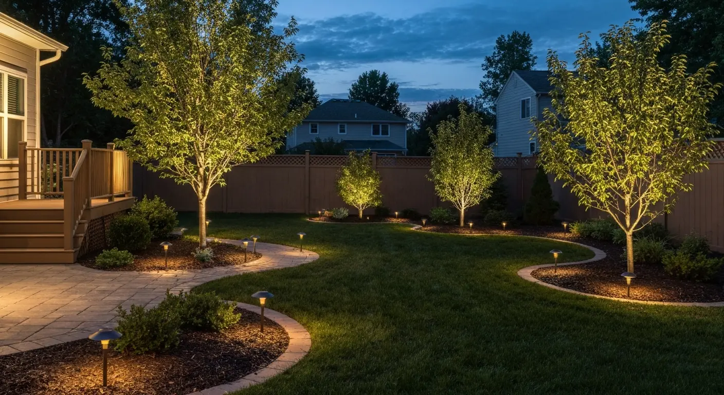 Professional landscape lighting installation