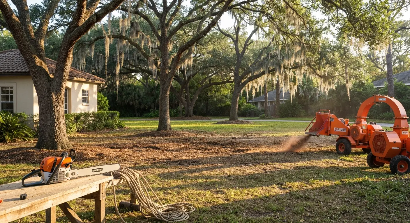 Tree removal in residential yard