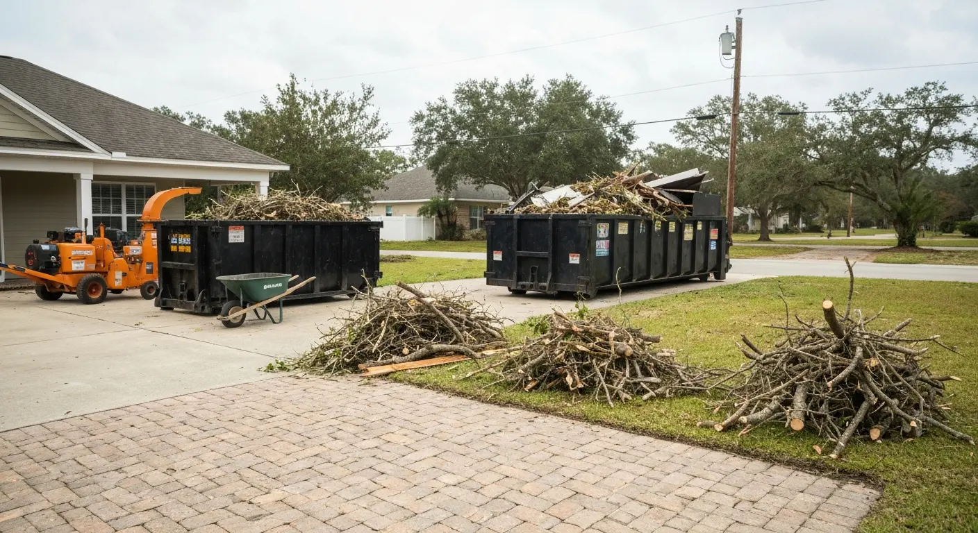 Storm cleanup after hurricane
