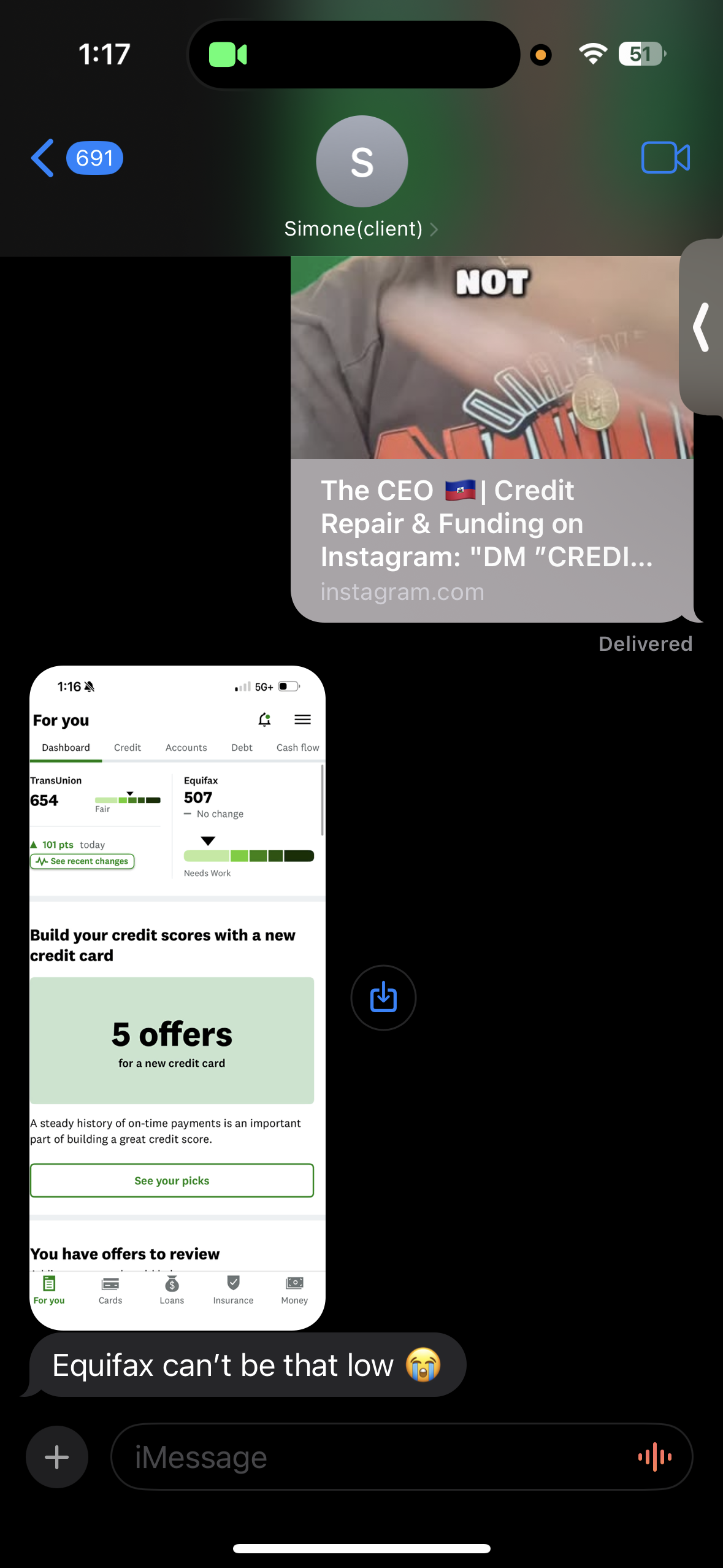 A client's credit result