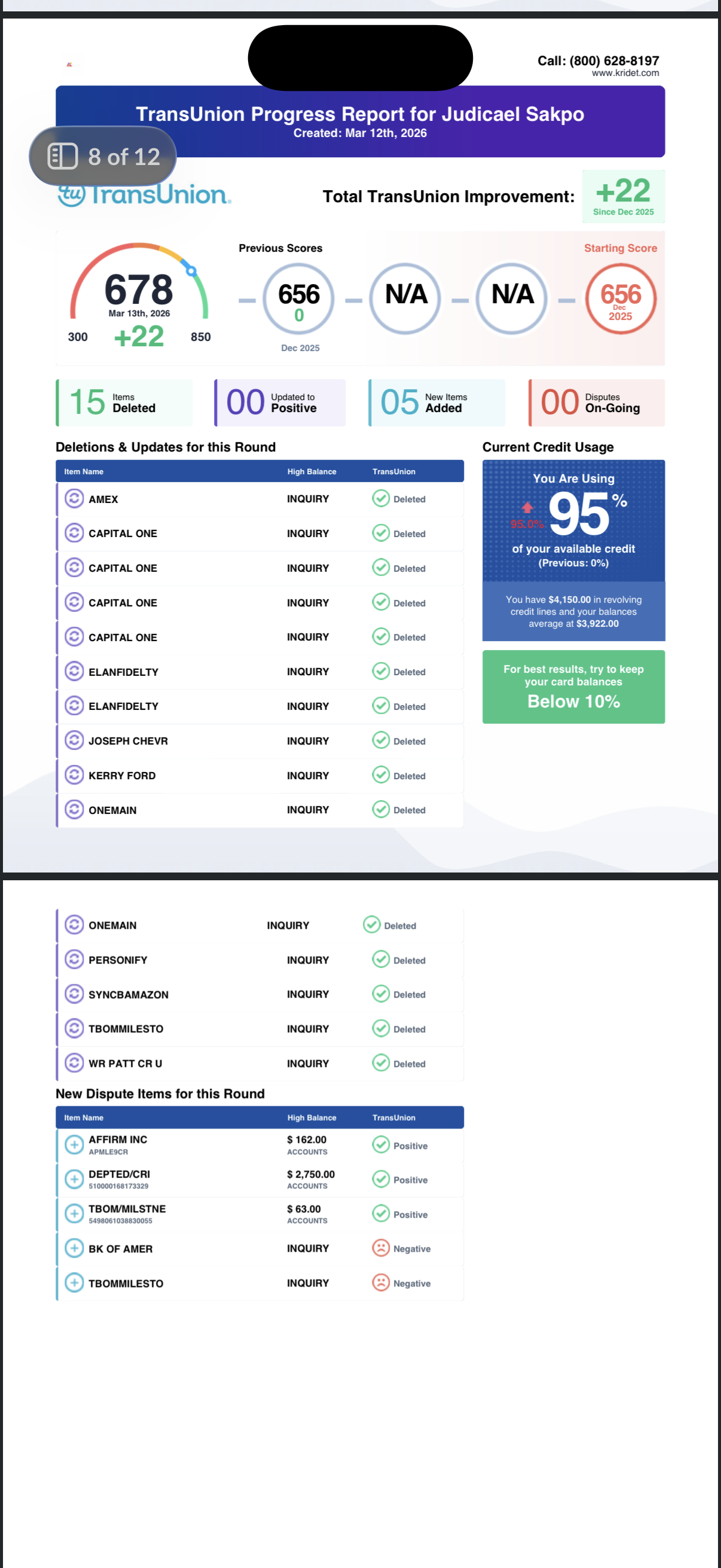 A client's credit result