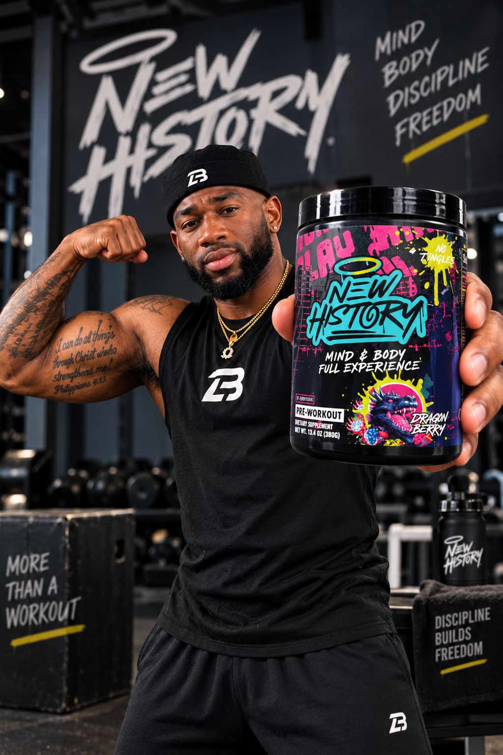 LD Black holding New History pre-workout