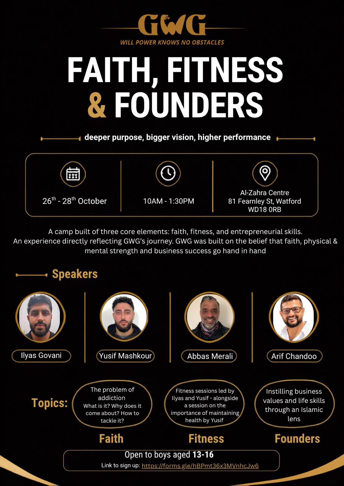 Foundation Building October Half Term Camp — Faith, Fitness & Founders poster