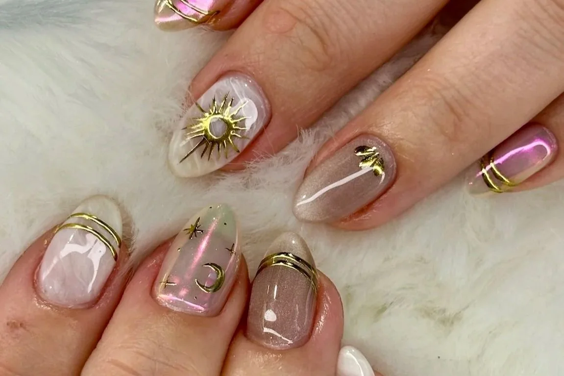 Japanese gel used to finish a hard gel overlay w/ The Works nail art at BeautyBar SGV