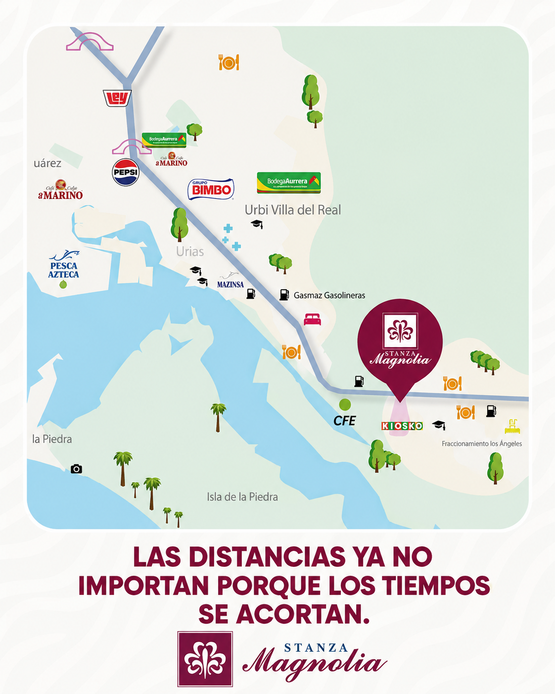 Mapa de ubicación de STANZA Magnolia en el sector sur de Mazatlán