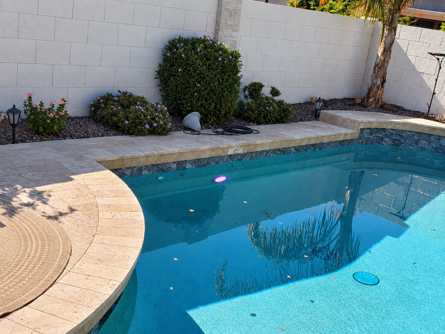 Crystal-clear desert pool maintained with weekly pool cleaning service in Scottsdale, AZ