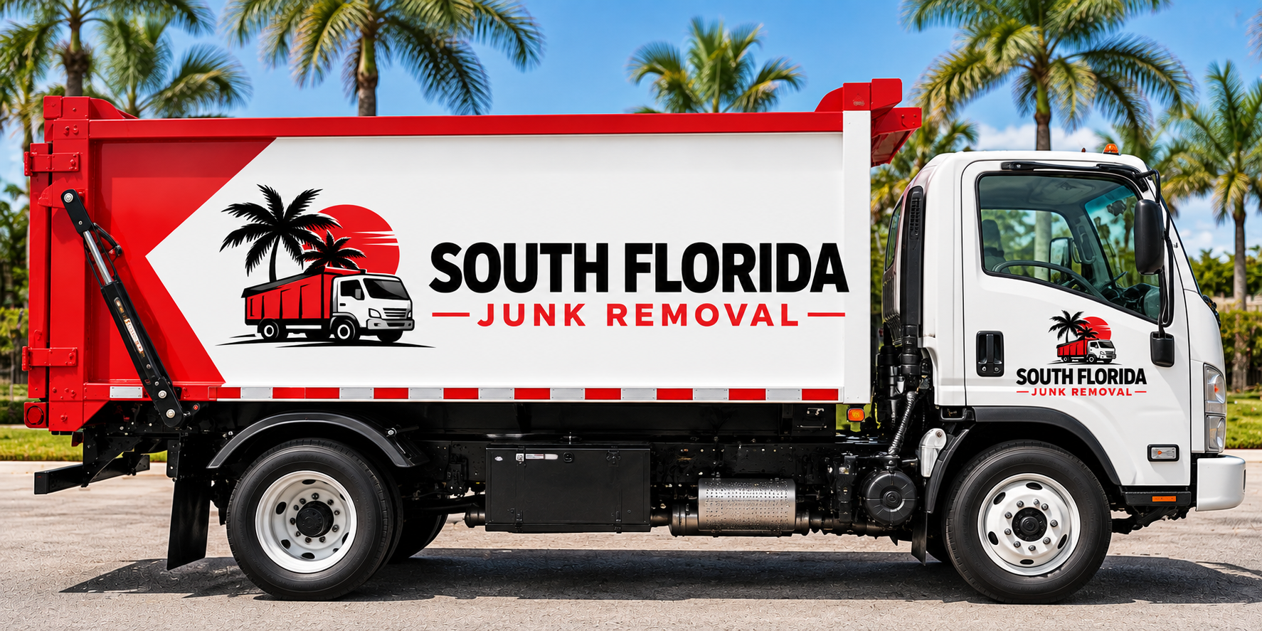 South Florida Junk Removal crew in their box truck in Hollywood, FL
