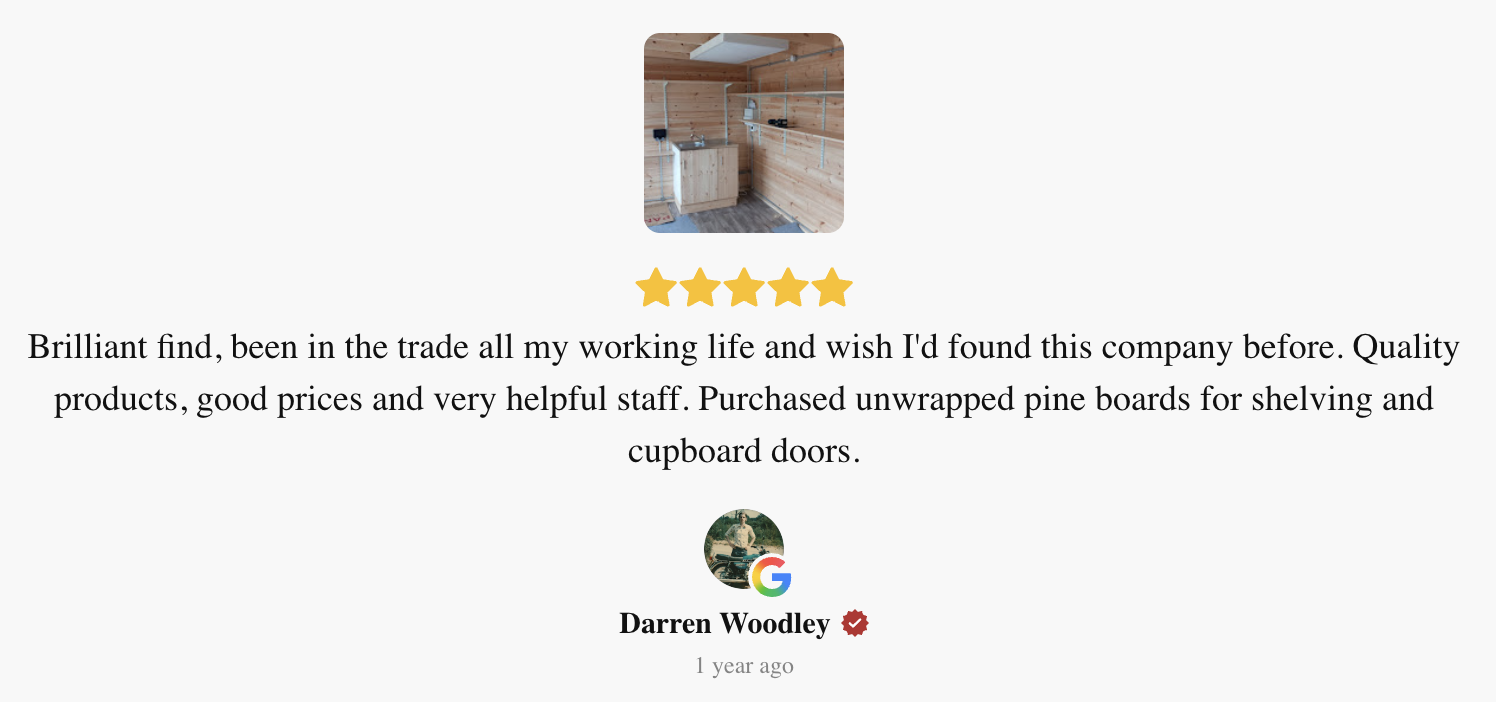 Google review from Darren Woodly