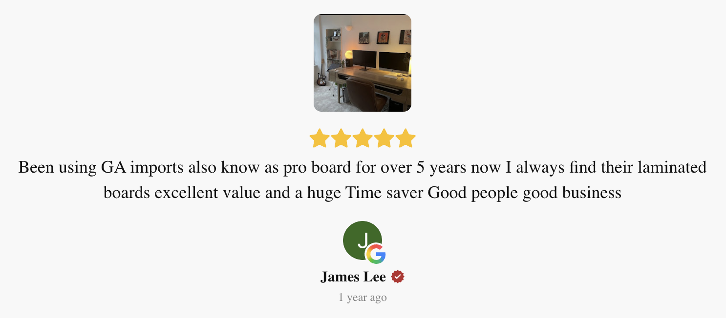 Google review from James Lee