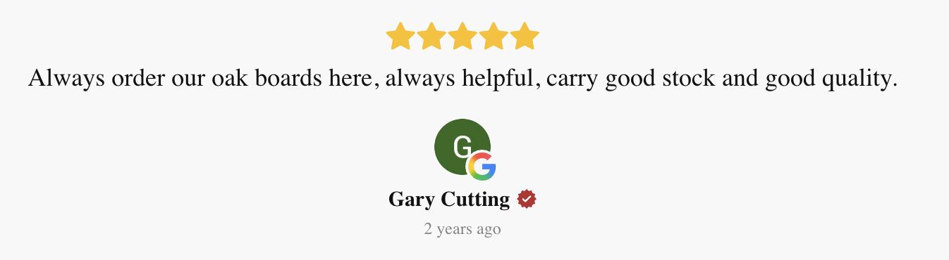 Google review from Gary Cutting