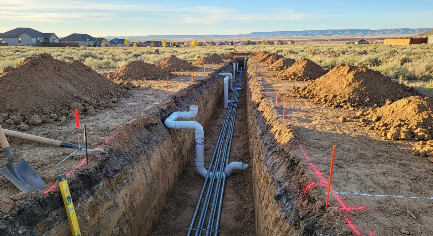 Trenching for utilities in Arapahoe Acres